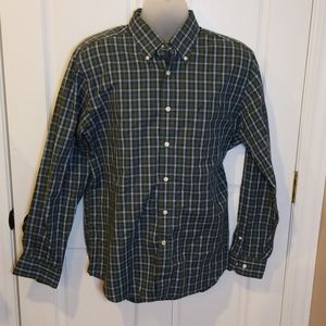 Nautica Wrinkle Resistant Blue Green Plaid Shirt